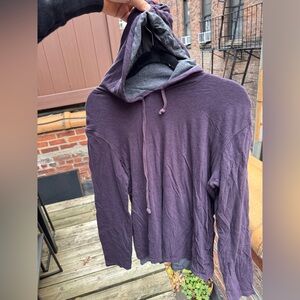 Vince Men's Deep Purple Hoodie Long Sleeve T shirt